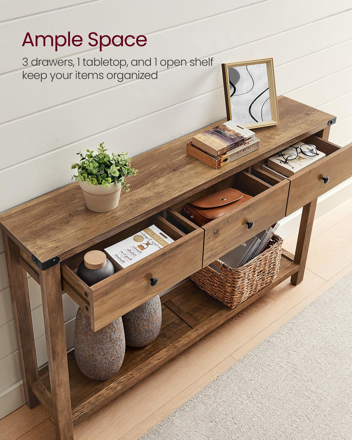 Narrow Console Table with 3 Drawers F564