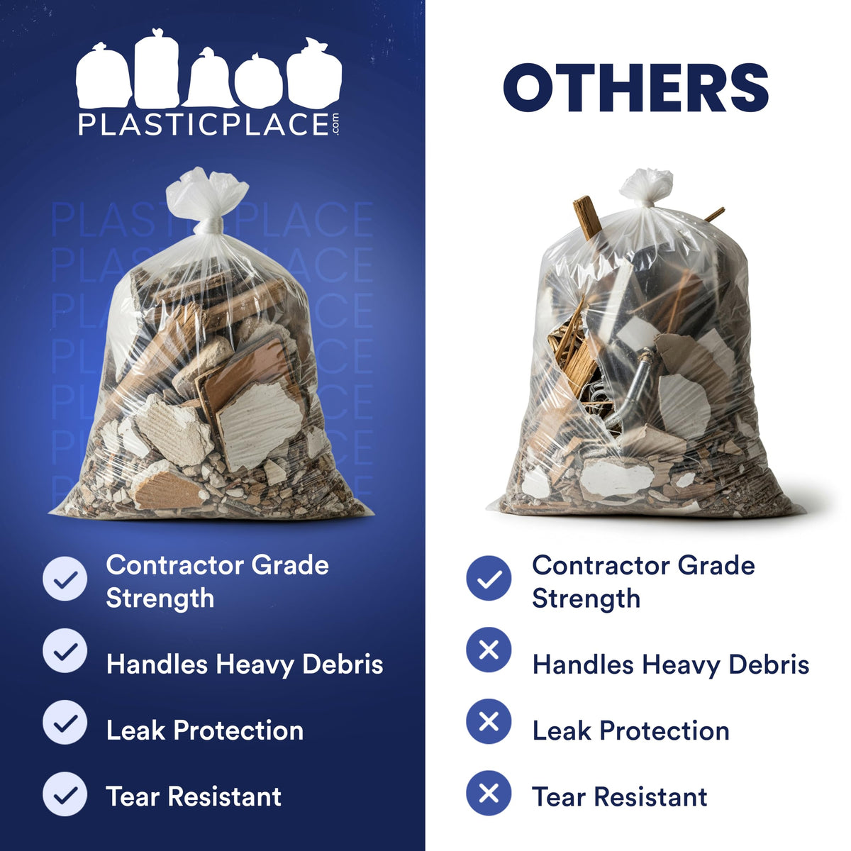42 Gallon Clear Heavy Duty Trash Bags 4.0 Mil 50 Case K449