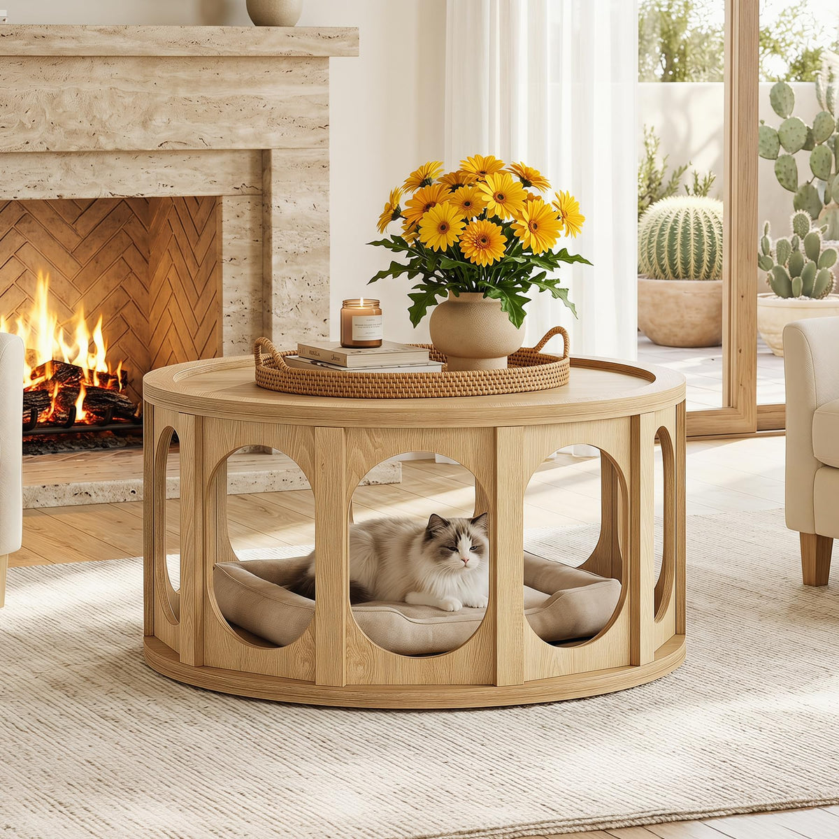 Round Coffee Table with Storage I8927