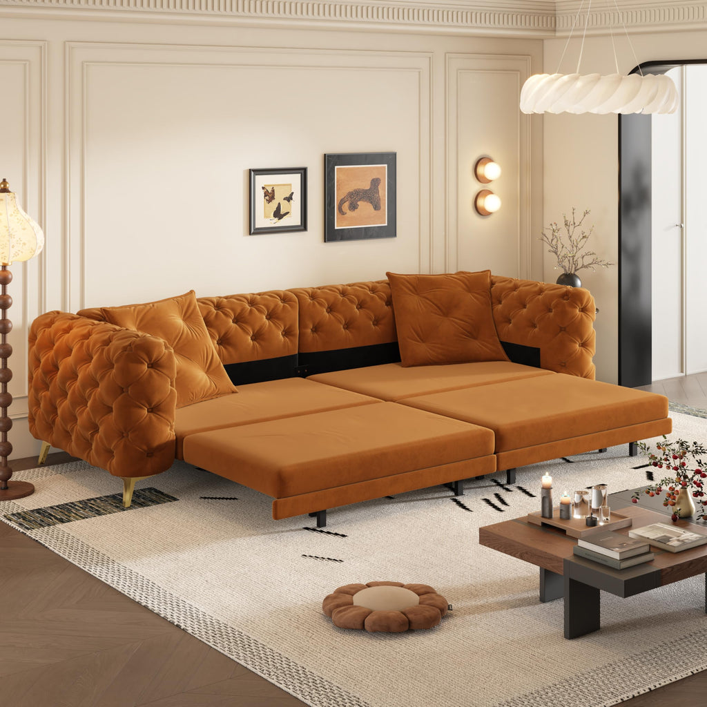 98" Button Tufted Velvet Sofa Bed U670836