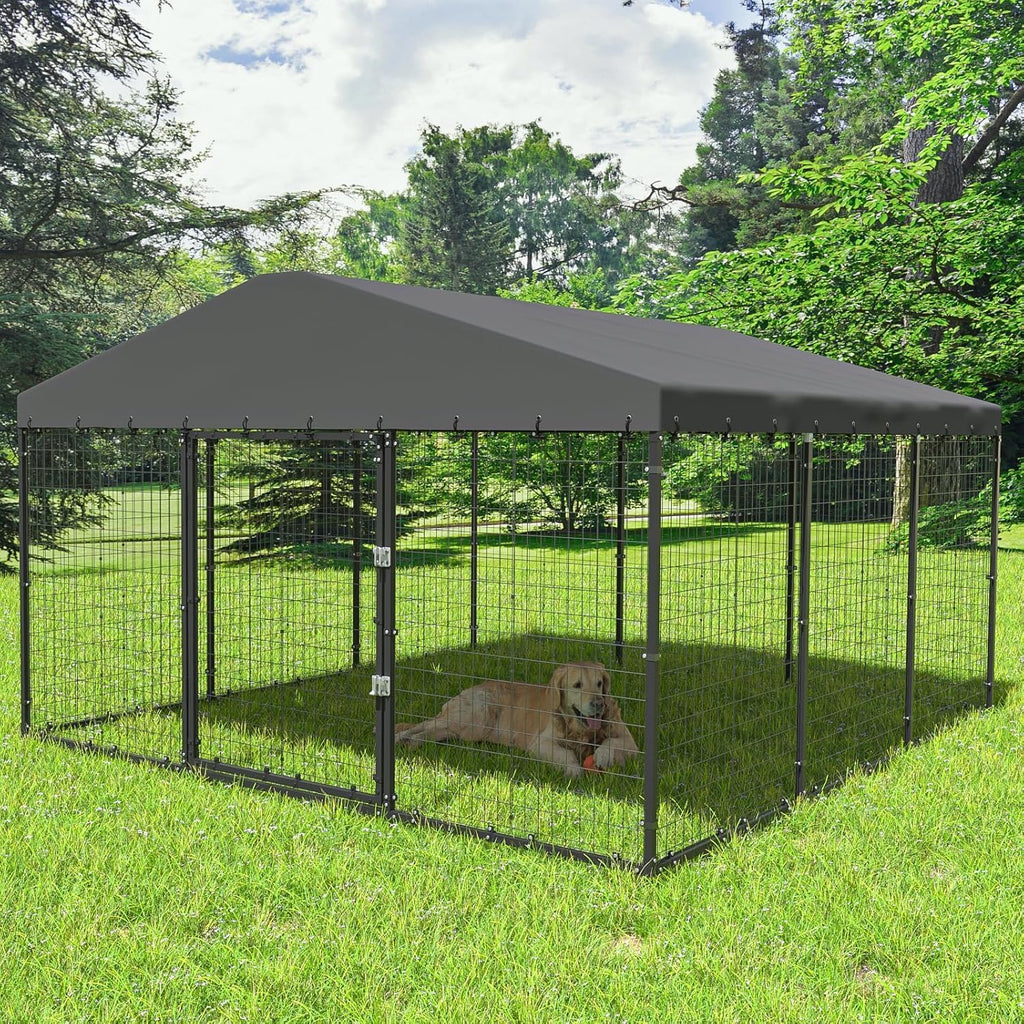 10x10x6 FT Galvanized Steel Dog Kennel with Roof D80249