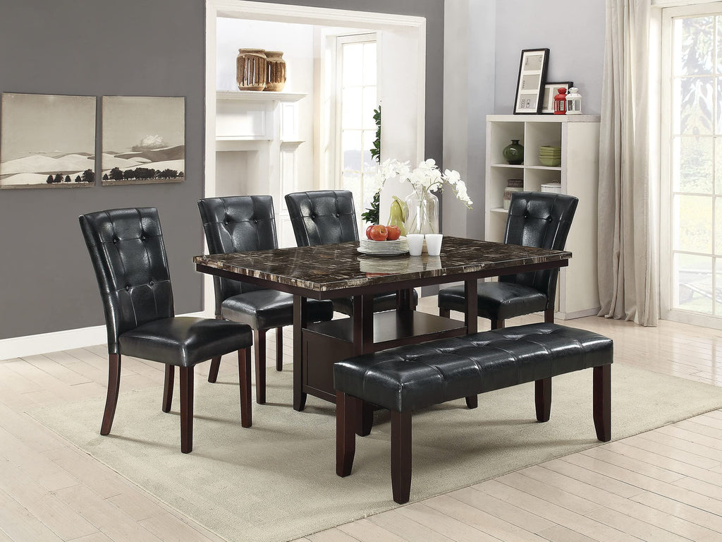 Black Faux Leather Tufting Parson Chairs Set of 2 D6654