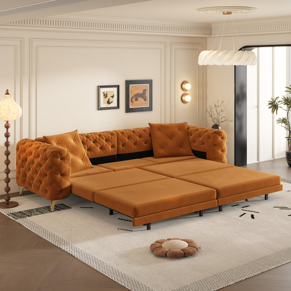 98" Button Tufted Velvet Sofa Bed U670836