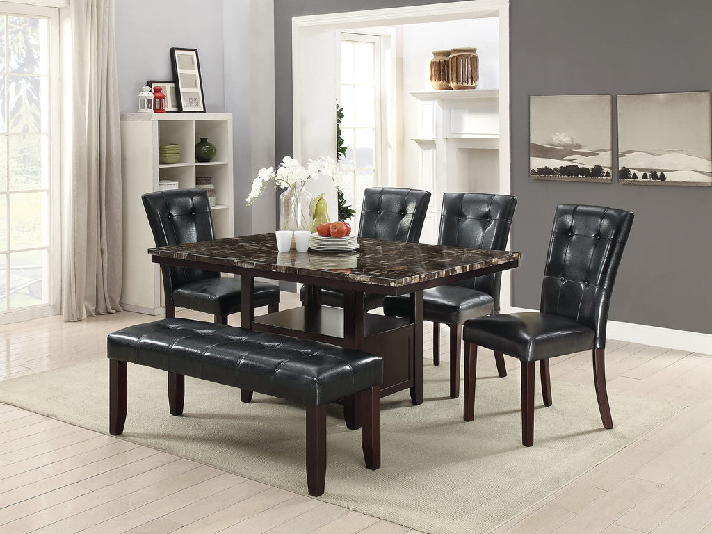 Black Faux Leather Tufting Parson Chairs Set of 2 D6654