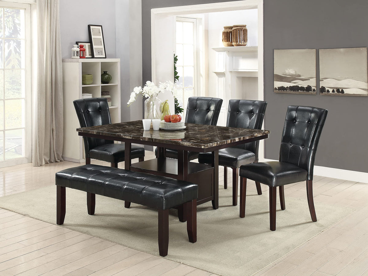 Black Faux Leather Tufting Parson Chairs Set of 2 D6654