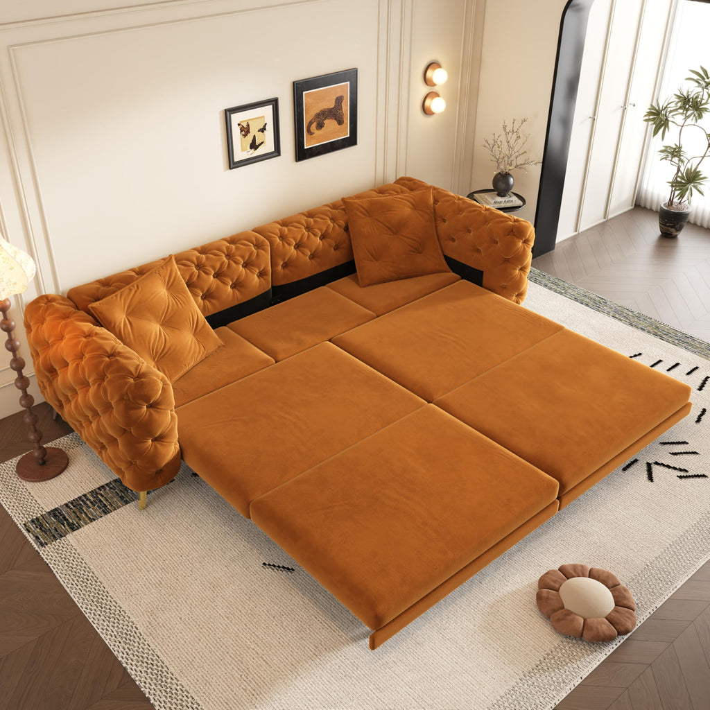 98" Button Tufted Velvet Sofa Bed U670836