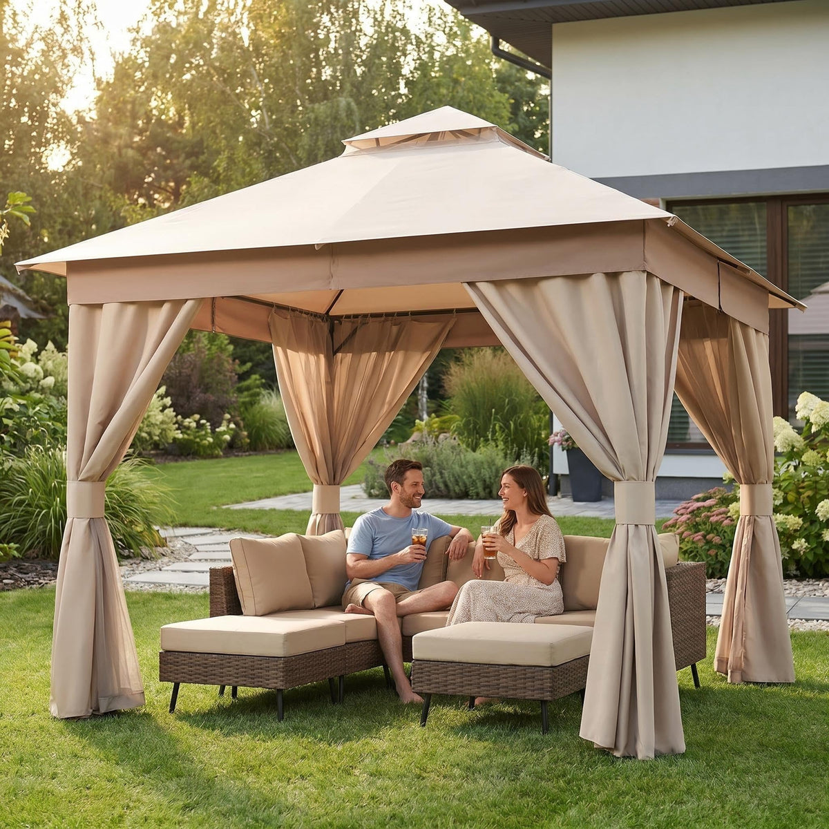 12x12 Metal Frame Gazebo Canopy Tent C2696