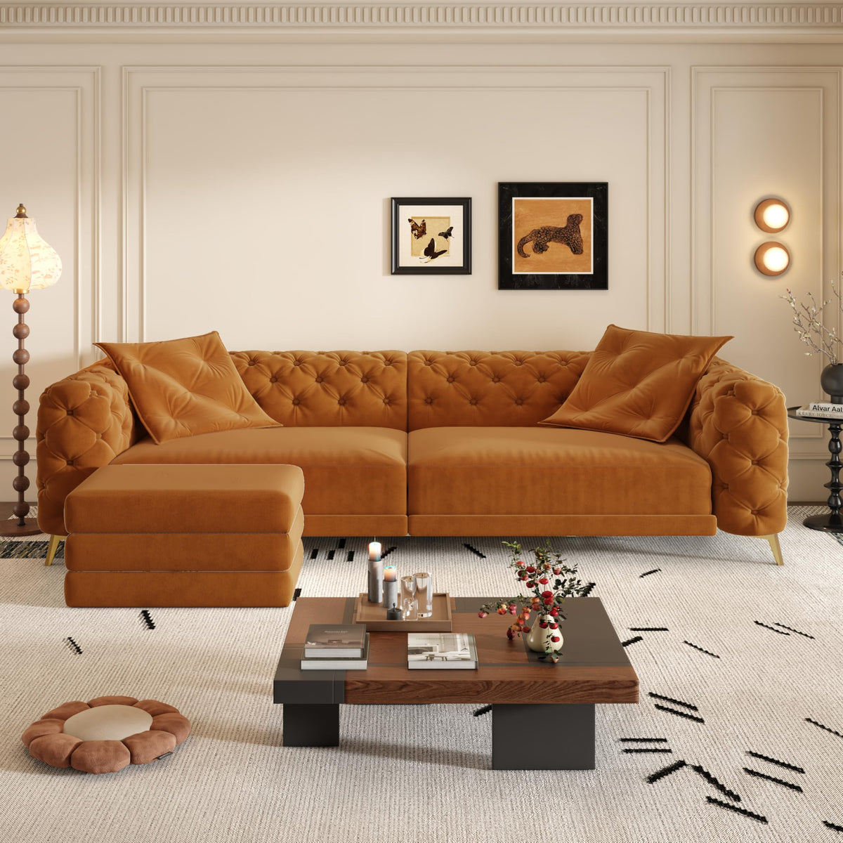 98" Button Tufted Velvet Sofa Bed U670836