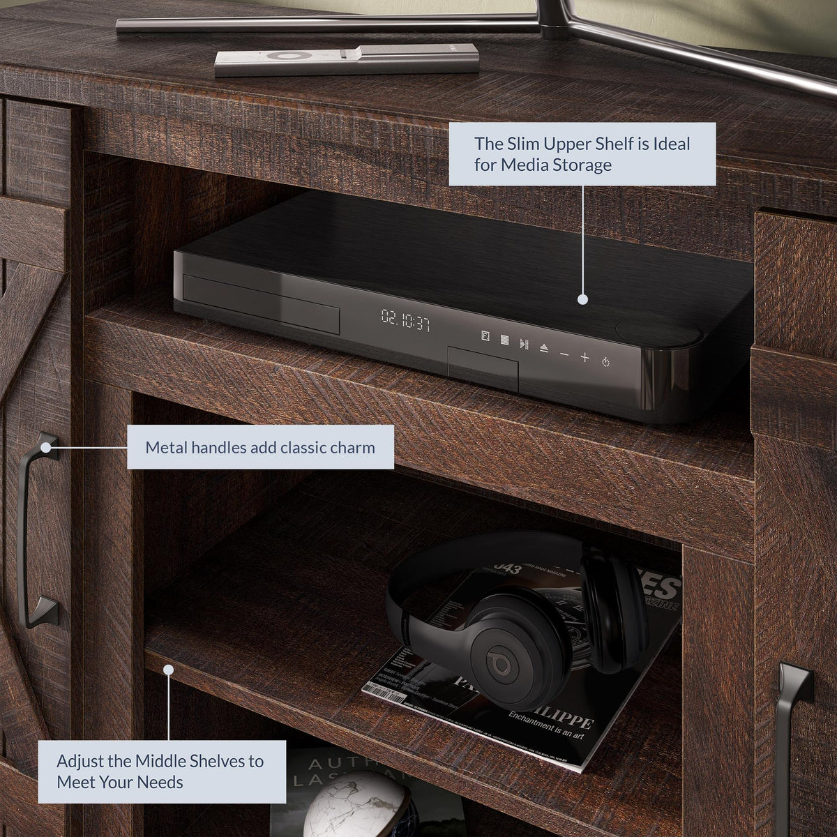 47" Espresso TV Stand & Media Entertainment Center A34905