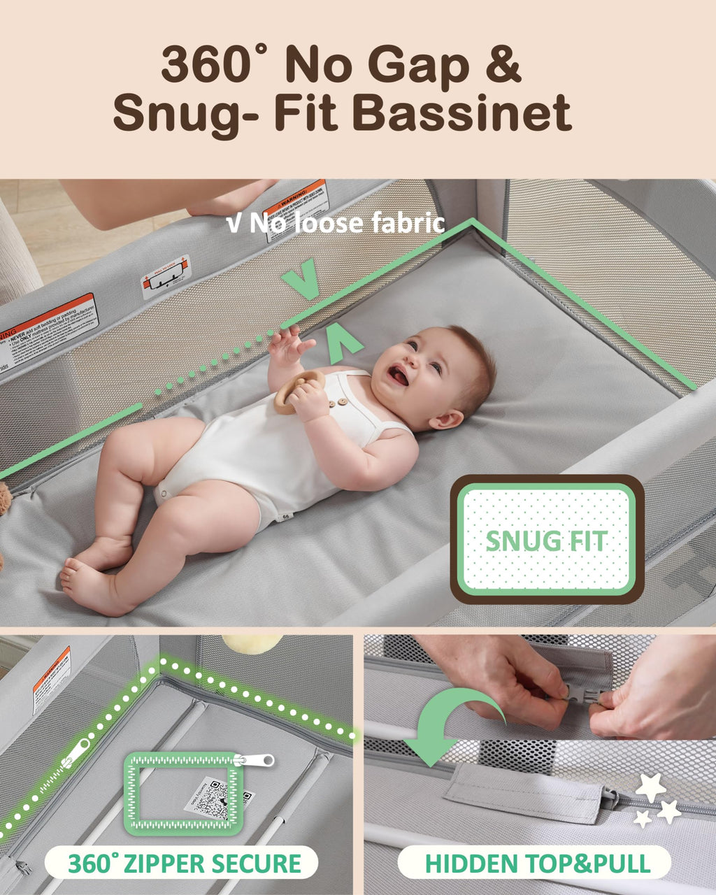 4 in 1 Baby Bassinet Bedside Sleeper J721097