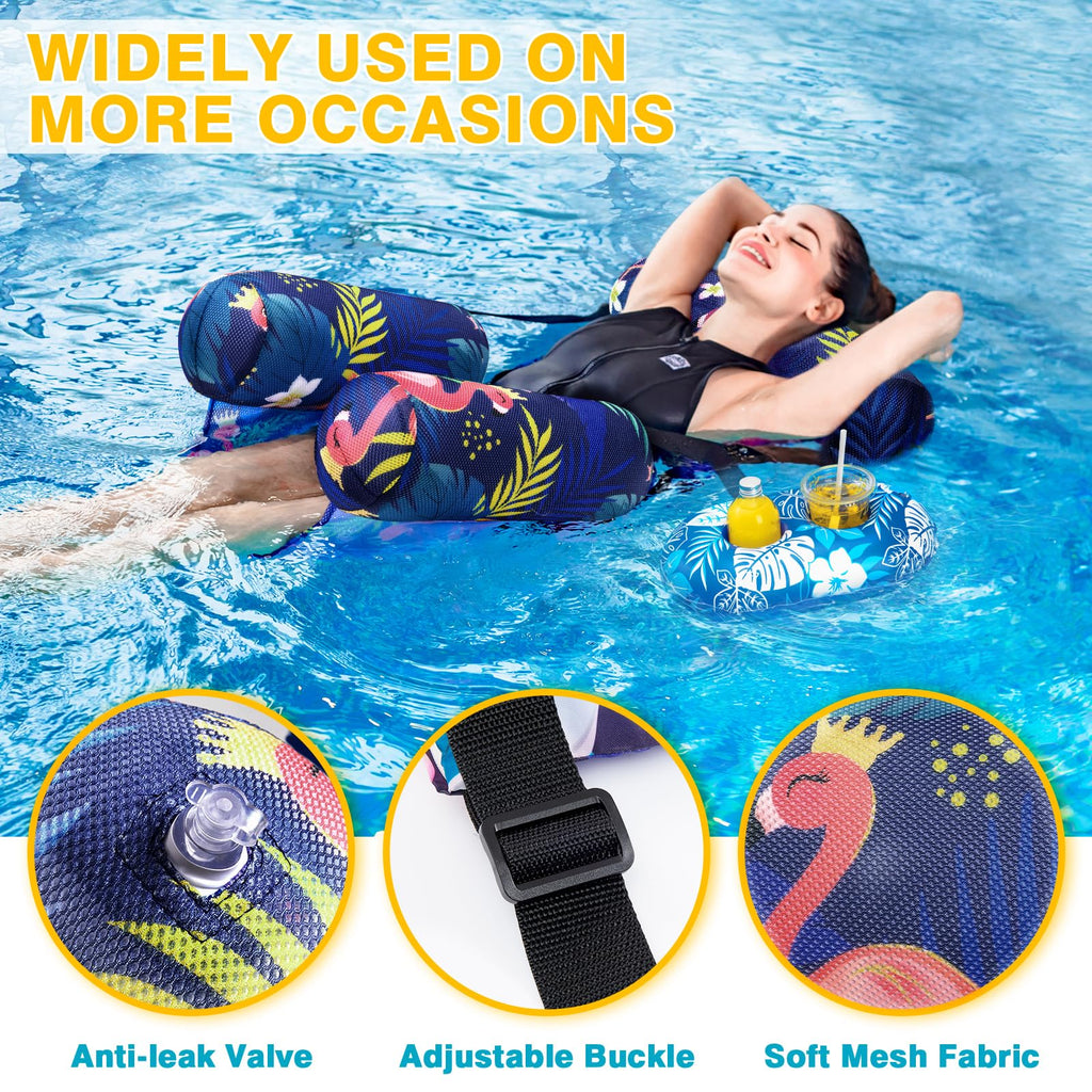 2 Pack Inflatable Pool Float Chair with Cup Holders H195