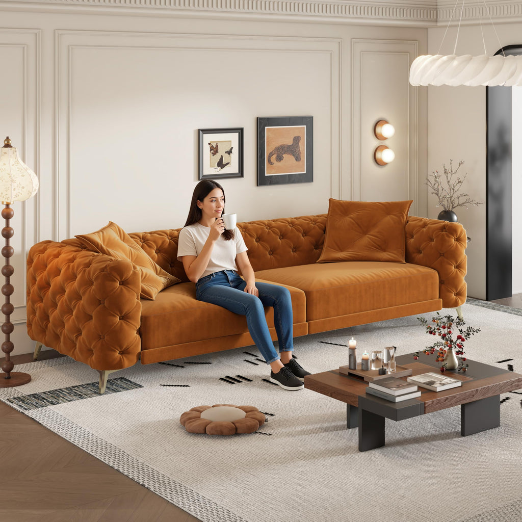 98" Button Tufted Velvet Sofa Bed U670836