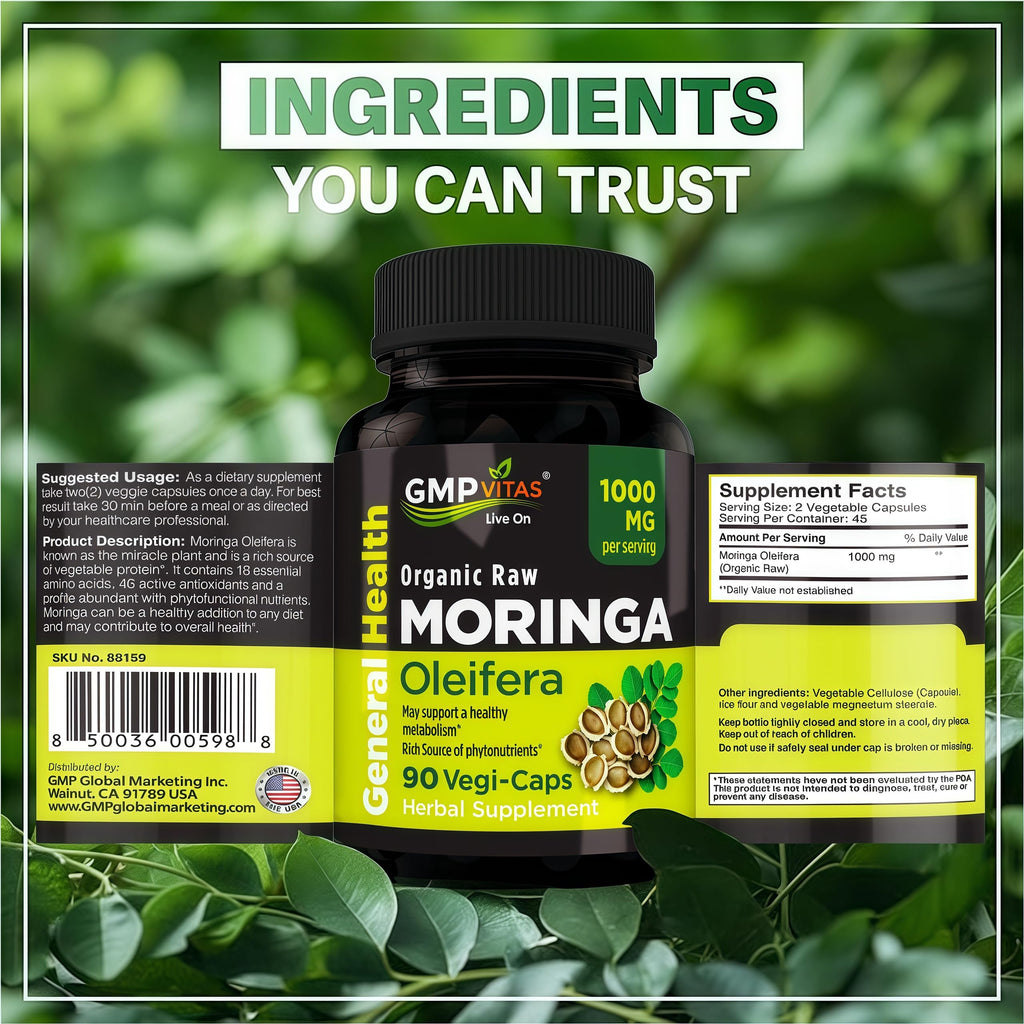 Organic Moringa Capsules 1000mg P753